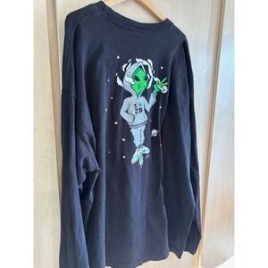 Vintage Bayside Heavy Weight‎ T Shirt Men's 4XL Just Blaze Alien USA Black L/S